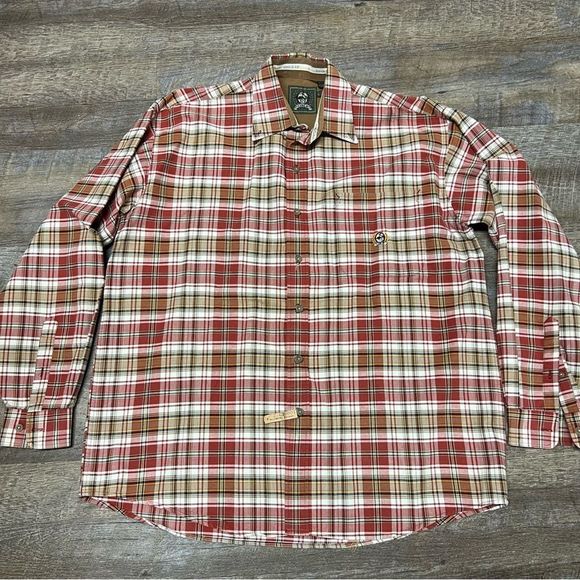 Cinch Other - Cinch Shirt Men's Large Red Tan Plaid Long Sleeve Rodeo Western button up Miller